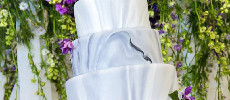 Mardi Gras themed wedding cake