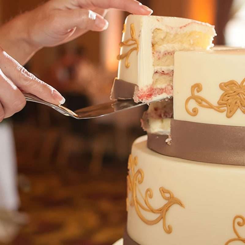 Wedding Cake being cut